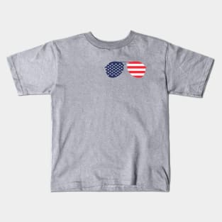 American Flag USA Aviator Sunglasses Kids T-Shirt